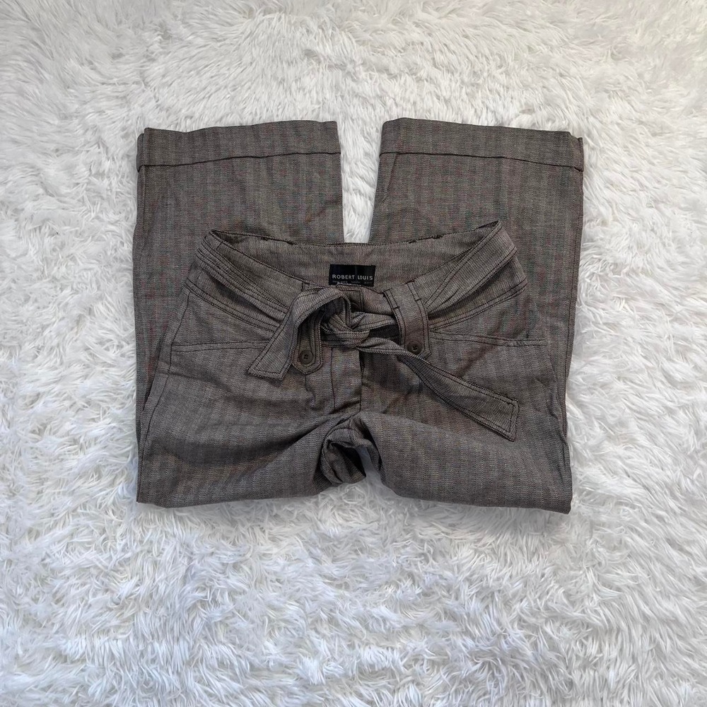 y2k brown cotton tie capri pants size 6